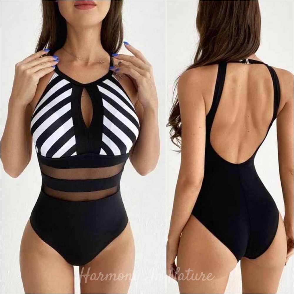 Sunlit Lines One-Piece Swimsuit - Black